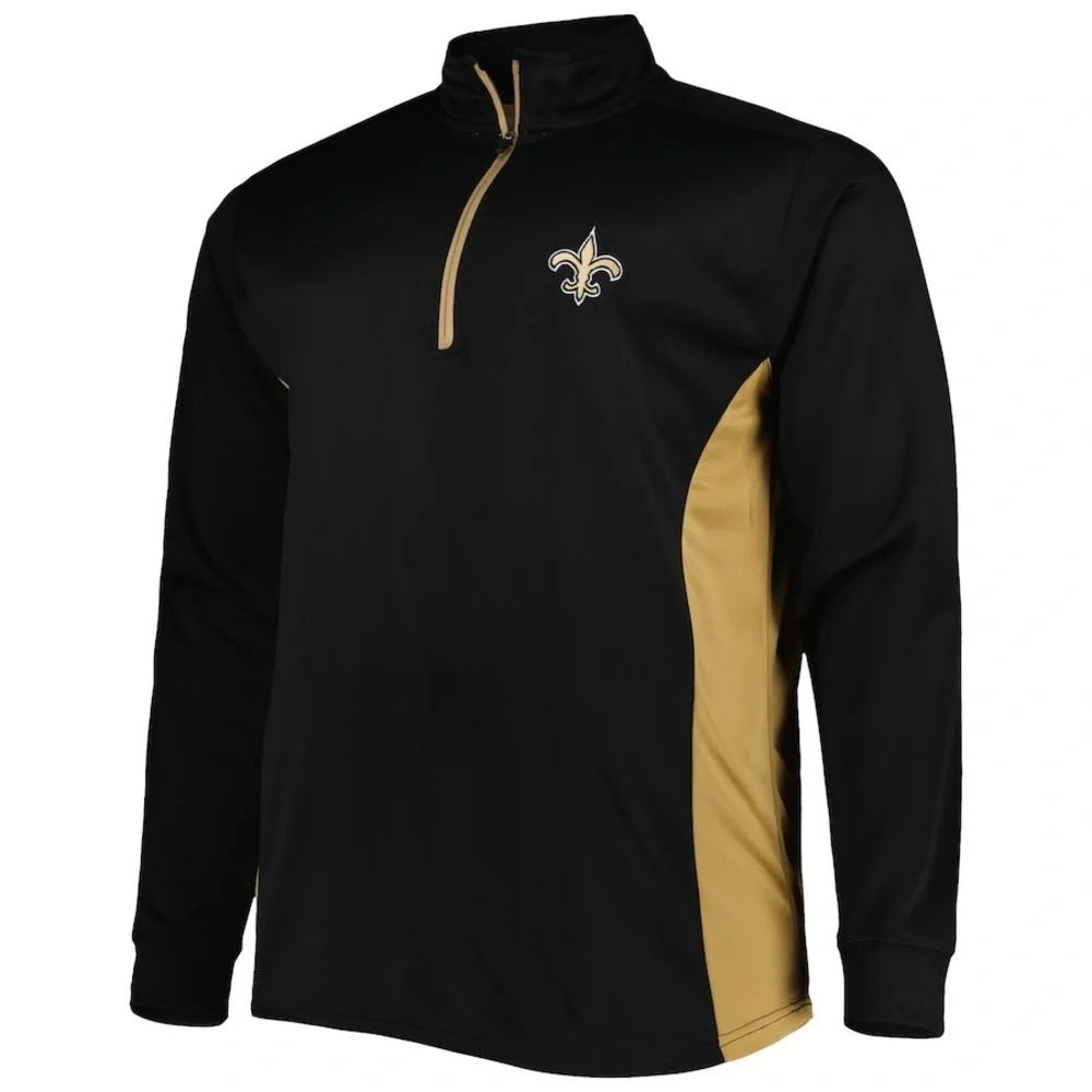 Men's Black New Orleans‎ Saints Quarter-Zip Top NWT Size S